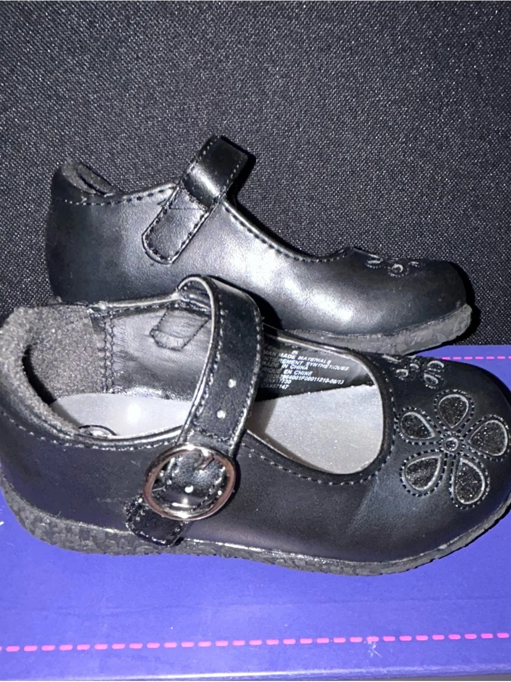 Cherokee Black Girls' Mary Jane Dress Shoes with Floral Cutouts